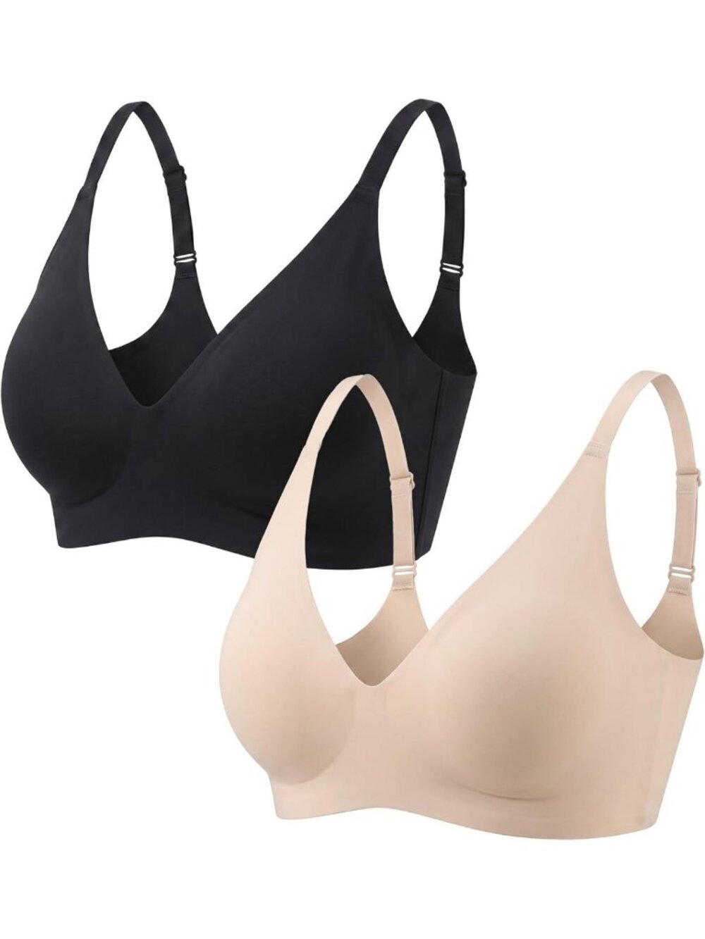 Seamless Wireless Push-Up Bra - Deep V, Supportive, No Underwire, Comfortable